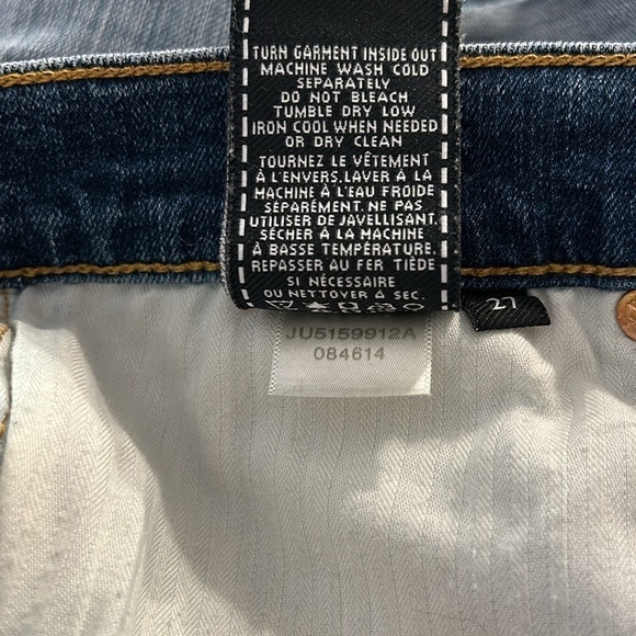 7 For All‎ Mankind  Denim Cutoff Shorty Shorts Size 27 fringe medium wash - Picture 5 of 5